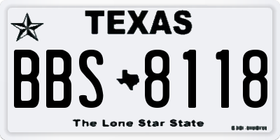 TX license plate BBS8118