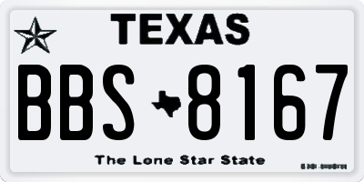 TX license plate BBS8167