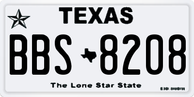 TX license plate BBS8208