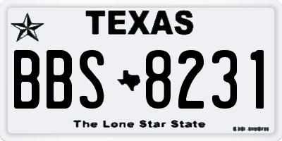 TX license plate BBS8231