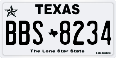 TX license plate BBS8234