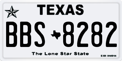 TX license plate BBS8282