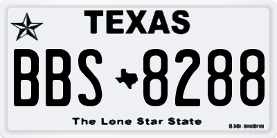 TX license plate BBS8288
