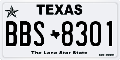 TX license plate BBS8301