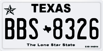 TX license plate BBS8326