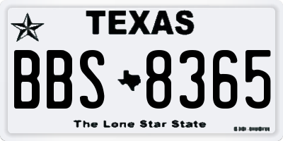 TX license plate BBS8365