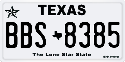 TX license plate BBS8385