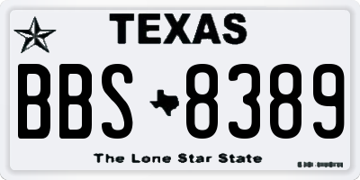 TX license plate BBS8389