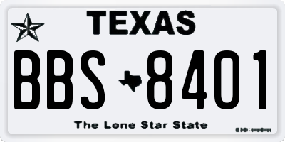 TX license plate BBS8401