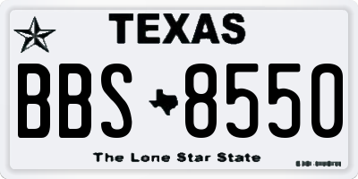 TX license plate BBS8550
