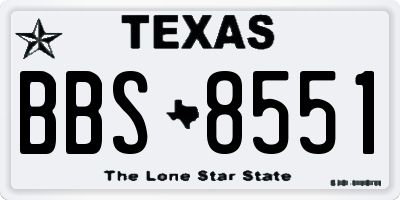 TX license plate BBS8551