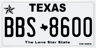 TX license plate BBS8600
