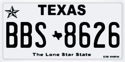 TX license plate BBS8626