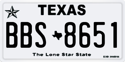 TX license plate BBS8651