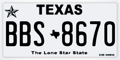 TX license plate BBS8670