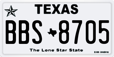 TX license plate BBS8705