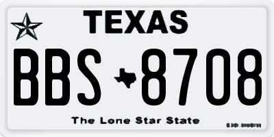TX license plate BBS8708