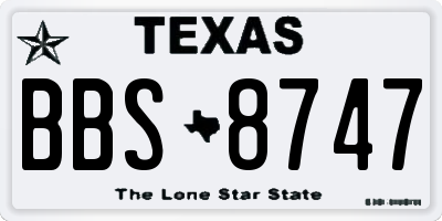 TX license plate BBS8747