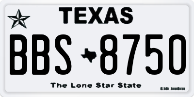 TX license plate BBS8750