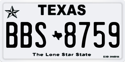 TX license plate BBS8759