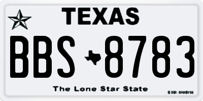 TX license plate BBS8783