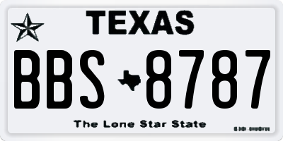 TX license plate BBS8787