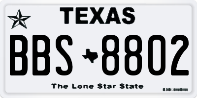 TX license plate BBS8802