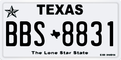 TX license plate BBS8831