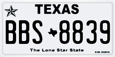 TX license plate BBS8839