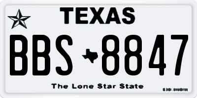 TX license plate BBS8847