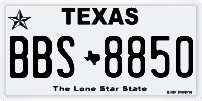 TX license plate BBS8850