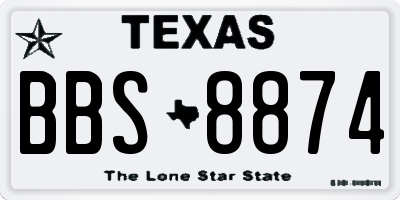 TX license plate BBS8874