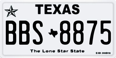 TX license plate BBS8875