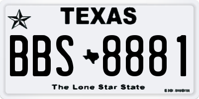 TX license plate BBS8881