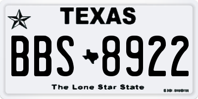 TX license plate BBS8922