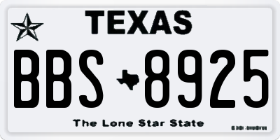 TX license plate BBS8925