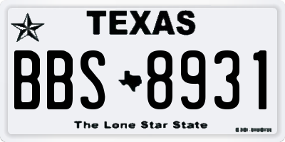 TX license plate BBS8931
