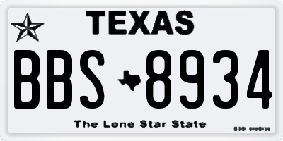 TX license plate BBS8934