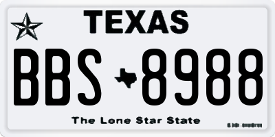 TX license plate BBS8988