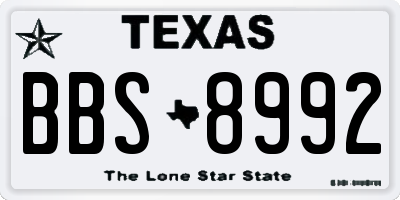 TX license plate BBS8992
