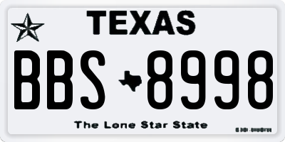 TX license plate BBS8998