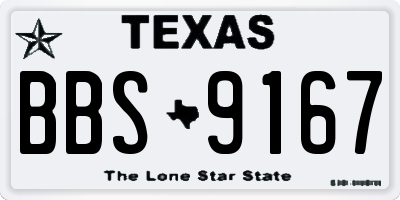 TX license plate BBS9167
