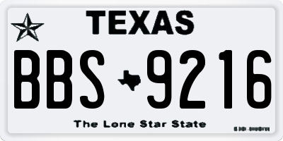 TX license plate BBS9216
