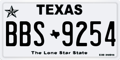 TX license plate BBS9254