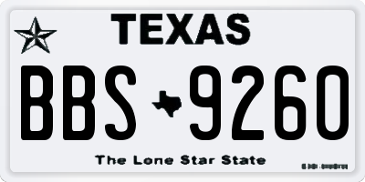 TX license plate BBS9260