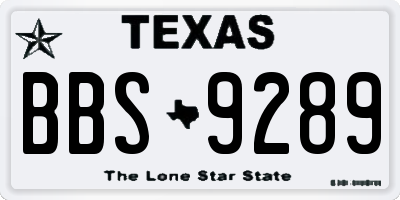 TX license plate BBS9289
