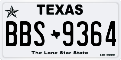 TX license plate BBS9364
