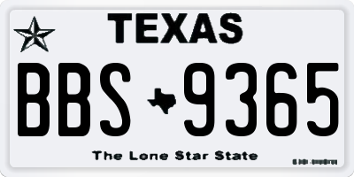 TX license plate BBS9365