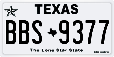 TX license plate BBS9377