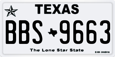 TX license plate BBS9663